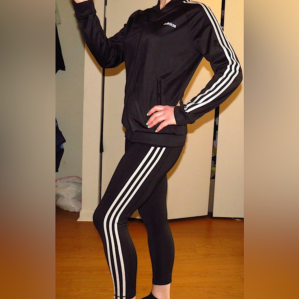 Black and white classic Adidas track suit (Women’s Medium)